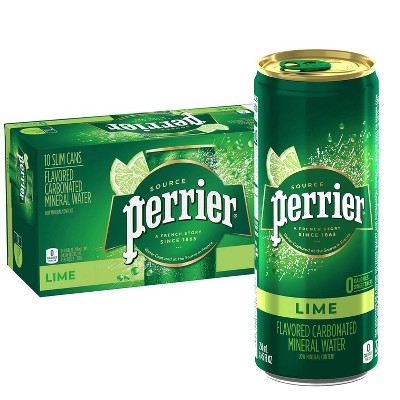 Perrier Lime Flavored Carbonated Mineral Water - 10pk/8.45 fl oz Slim Cans