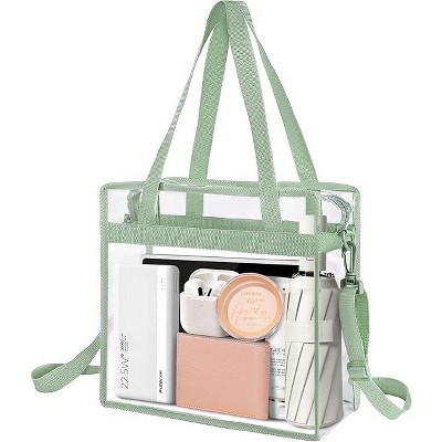 Clear Bags transparent handbag with zipper and adjustable shoulder strap (12x12x6in),suitable for sports activities and concerts