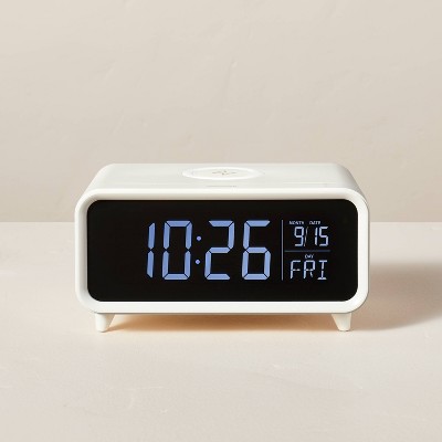 Digital Alarm Clock With Wireless Charging Cream/black - Hearth