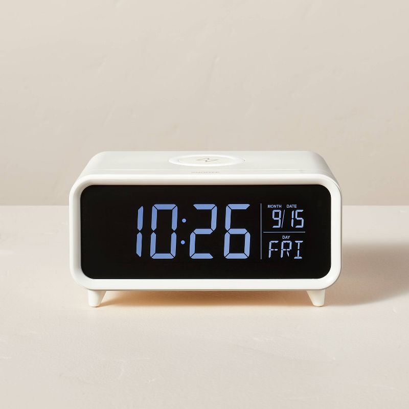 Digital Alarm Clock with Wireless Charging Cream/Black - Hearth &#38; Hand&#8482; with Magnolia, 1 of 5