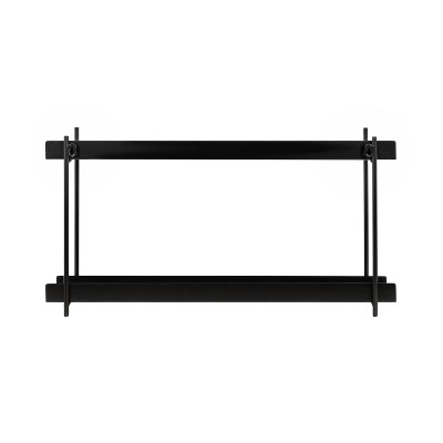 Dominic Black Metal 2-Tier Floating Wall Shelf
