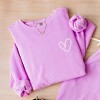 Simply Sage Market Women's Lightweight Garment Dyed Graphic Sweatshirt Embroidered Hand Drawn Heart LC - 3 of 4