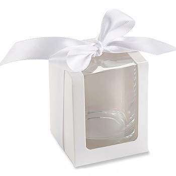 Kate Aspen White 2 oz. Shot Glass/Votive Holder Gift Box with Ribbon (Set of 20) | 30056NA