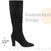 BLISSFUL STEP Wrinkled Pointed Toe Chunky Heel Knee High Boots for Women - 2 of 4