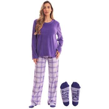 Muk Luks Womens Shearling Pajama Set, Purple/diamond, 2x : Target