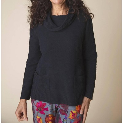 Women's Ripple Effect Pocket Cowl Neck Sweater - habitat