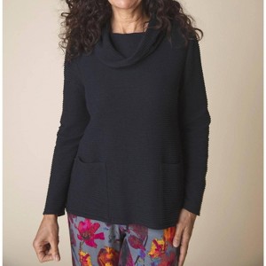 Women's Ripple Effect Pocket Cowl Neck Sweater - habitat - 1 of 3