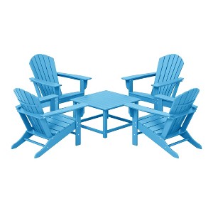 WestinTrends Dylan 5-Piece Outdoor Patio HDPE Adirondack Chair With Square Coffee Table Conversation Set - 1 of 4
