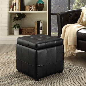 Volt Storage Upholstered Vinyl Ottoman Black - Modway: Faux Leather, Footrest, No Assembly Required - 1 of 4