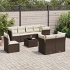 vidaXL 9 Piece Patio Sofa Set with Cushions - Brown and Cream With Table - 2 of 4