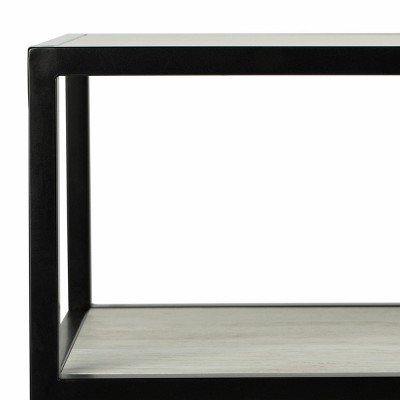 Beige and Black Geometric Wood Console Table with Storage