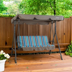 Kozyard Alicia 3-Seats Patio Swing Chair with Cushions, Durable Steel Frame, Adjustable Canopy, and Removable Cushions - 1 of 4