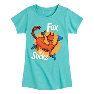 Girls' - Dr. Seuss - Fox In Socks Jumping Fitted Short Sleeve Graphic T-Shirt - 1 of 4