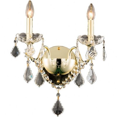 Elegant Lighting St. Francis 2 light Gold Wall Sconce Clear Royal Cut Crystal
