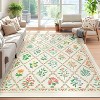Washable Modern Floral Rug - Non-Slip Lightweight Thin Carpet, Non-Shedding Soft Low Pile Floor Cover for Bedroom Living Room - 2 of 4
