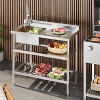 Stainless Steel Utility Sink,  Freestanding Single Bowl with Storage Shelf, Pull-Out Hot & Cold Faucet - 3 of 4