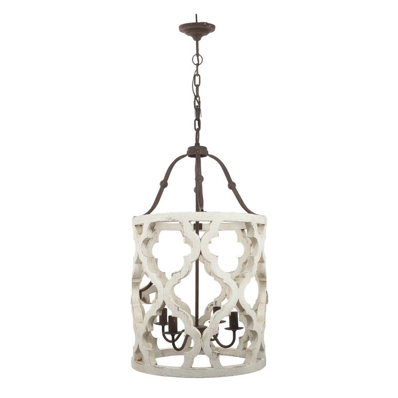 19&#34;x33.5&#34; 4-Light Jolette Wood Chandelier Ceiling Light Washed White - A&#38;B Home, 3 of 7