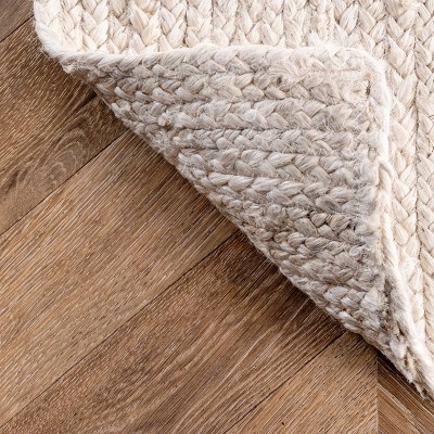 Hand-Braided Off White Jute 4' x 6' Reversible Area Rug