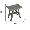 HomeRoots 18" X 18" Antiqued Gray Solid Wood Shower Bench - 3 of 4