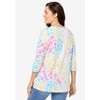 Woman Within Plus Size Perfect Printed Three-Quarter Sleeve V-Neck Tee - 3 of 4