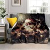Lomsoe Vintage Santa Claus & Reindeer Print Flannel Blanket - All Seasons Soft and Warm Throw Blanket for Bed, Napping, Camping, Travel, Office - 2 of 4