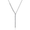 Guili Rhodium-Plated Sterling Silver Waterfall Y-Necklace with CZ in White or Gold—Elegant, Asymmetrical, and Perfect for a Stylish Look. - 2 of 3