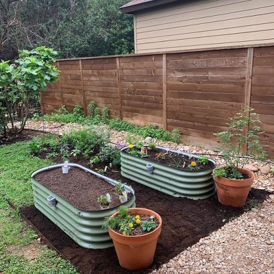 17" Tall Olive Green Modular Metal Outdoor Raised Garden Bed