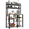 Bakers Rack with Power Outlet, Coffee Bar with Wire Drawer, Industrial Microwave Stand,6-Tier Kitchen Storage Rack with Hutch - 4 of 4