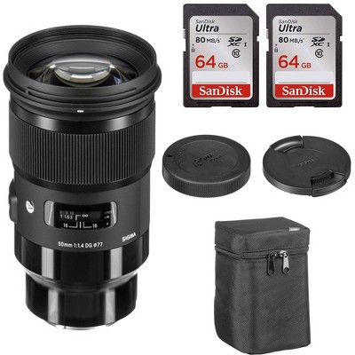 Sigma 50mm f/1.4 DG HSM Art Lens for Sony E with 128GB Memory Card Kit