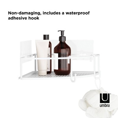 White Metal Corner Shower Caddy Set with Suction Mount