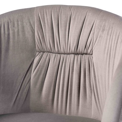 Grey Velvet Upholstered Arm Chair with Gold Metal Legs