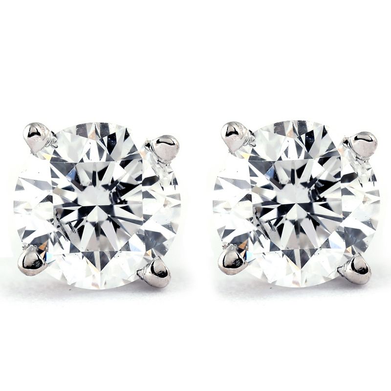 Pompeii3 Tiny 1/4Ct Round Diamond Small Stud Earrings in 14K White or Yellow Gold Classic Setting, 1 of 6