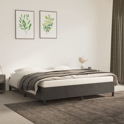 vidaXL California King Size Bed Frame in Velvet Dark Gray - Modern Double Bed Design with Sturdy Plywood Slats and Supportive Legs