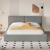 MAYEERTY Queen Size Velvet Upholstered Platform Bed, Solid Frame Grounded Design, Bedroom, Beige - 2 of 4