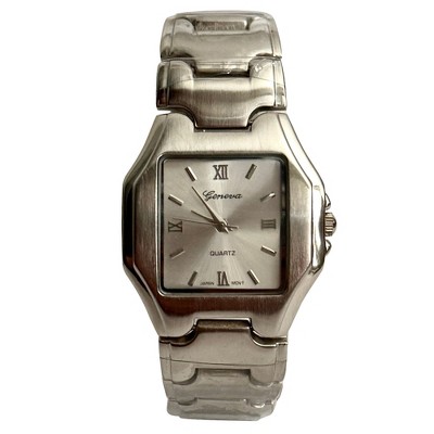 Olivia Pratt Square Thin Links Silver tone Women Watch