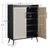 Rattan Shoe Cabinet with Doors, 5-Tier Shoe Storage Cabinet with 2 Adjustable Shelves and Heavy Duty Metal Legs - 2 of 4