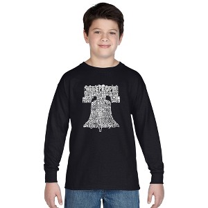 LA Pop Art Boy's Word Art Long Sleeve - Liberty Bell - 1 of 4