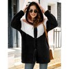 Women's Fuzzy Hoodies Color Block Cardigan Oversized Pockets Warm Jackets Fleece Hoodies Black White Pink s - 4 of 4