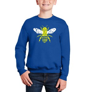 LA Pop Art Bee Kind - Boy's Word Art Crewneck Sweatshirt - 1 of 3