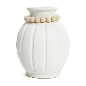LuxenHome Modern White MgO 15-Inch Tall Round Vase - 1 of 4