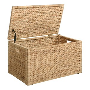 eHemco Heavy-duty Water Hyacinth Wicker Storage Trunk with Metal Frame, 30 by 17.5 by 17.5 Inches, Natural - 1 of 4