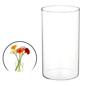Unique Bargains Glass Bouquet Floating Candle Decorative Cylinder Vase Clear - 1 of 4