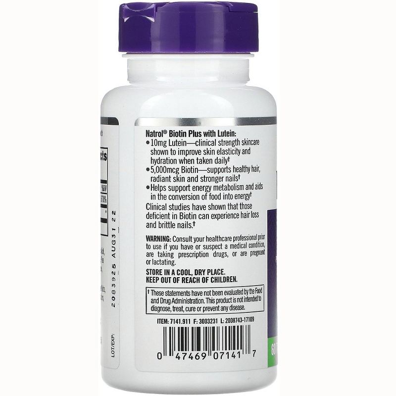 Natrol Vitamin B Biotin Plus Tablet 60ct, 3 of 4