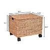 happimess Ashton Classic Farmhouse Handwoven Hyacinth Rolling Filing Basket with Lid and 360 Degree Lockable Wheels - 4 of 4