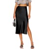 Coolmee Women's Satin Silk Slit Skirt Elastic Waistband Maxi Long Satin Slit Maxi Skirts - 3 of 4