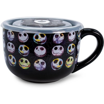 Silver Buffalo Disney The Nightmare Before Christmas Jack Expressions Ceramic Soup Mug with Lid