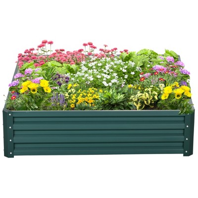 Green Galvanized Steel Raised Garden Bed for Outdoor Plants