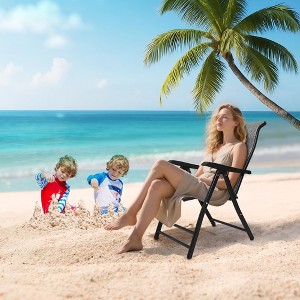 Folding Chaise Lounge Chair, 2-Pack Outdoor Rattan Recliner with Widened Armrest, Portable Patio Sun Lounger for Beach & Pool, Supports 330lbs - 1 of 4