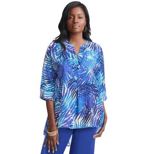 Jessica London Women's Plus Size Hi-Low Linen Tunic - 1 of 4