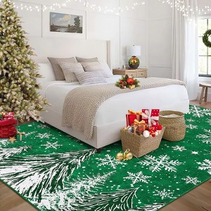 Area Rug for Christmas Carpet Xmas Holiday Decor Snowflake Washable Non Slip Indoor Kitchen Rug Decorative for Hallway Bedroom - 1 of 4
